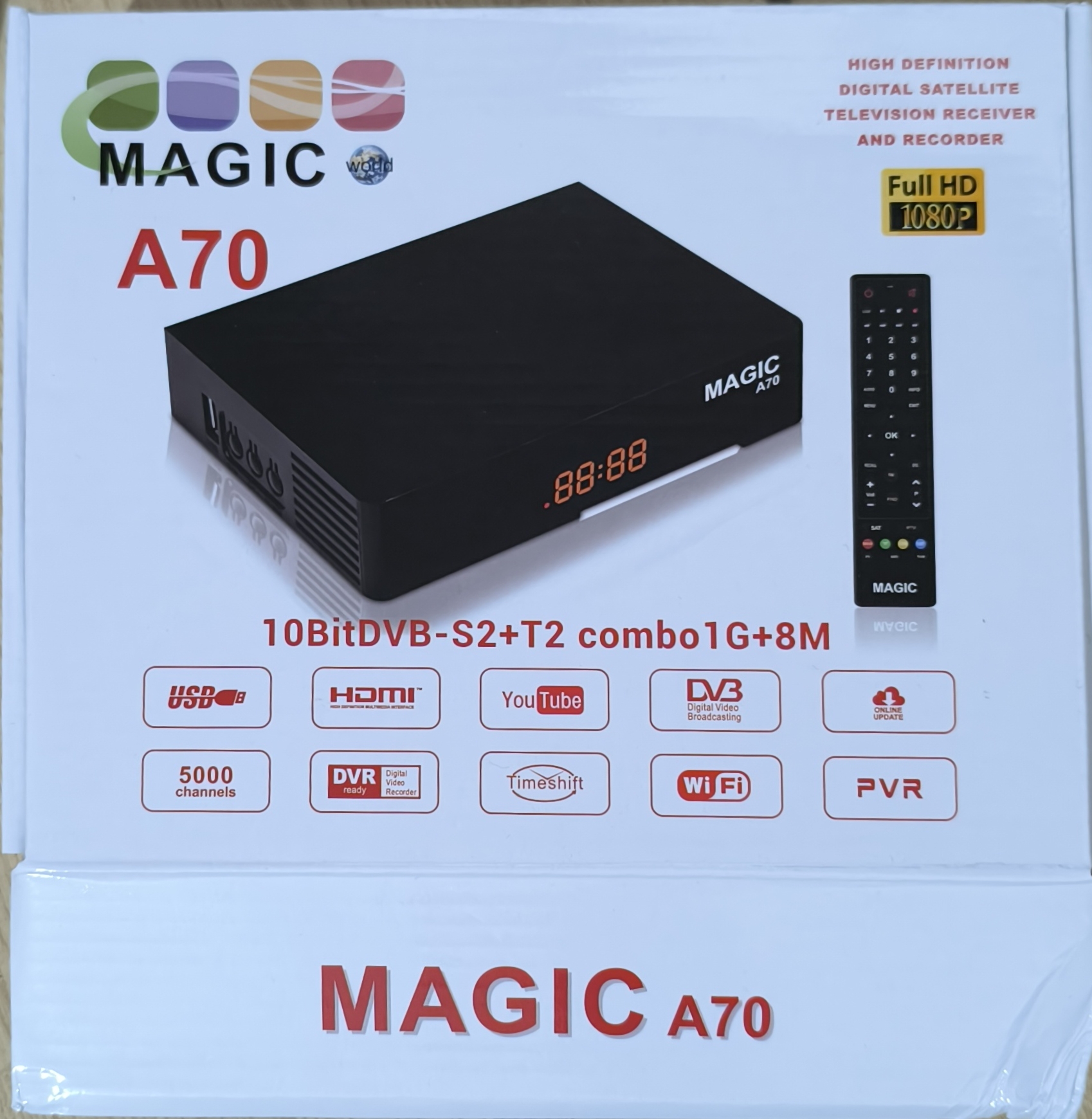 گیرنده دیجیتال مجیک آ70 A70 ده بیت رنگ دارای گیرنده دیجیتال تلویزیون داخلی H265 واقعی